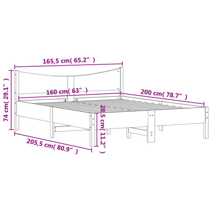 Giroletto senza Materasso Marrone Cera 160x200 cm Legno di Pino