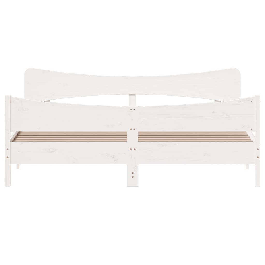 Bedframe with White Headboard 180x200 cm Solid Pine