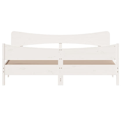 Bedframe with White Headboard 180x200 cm Solid Pine