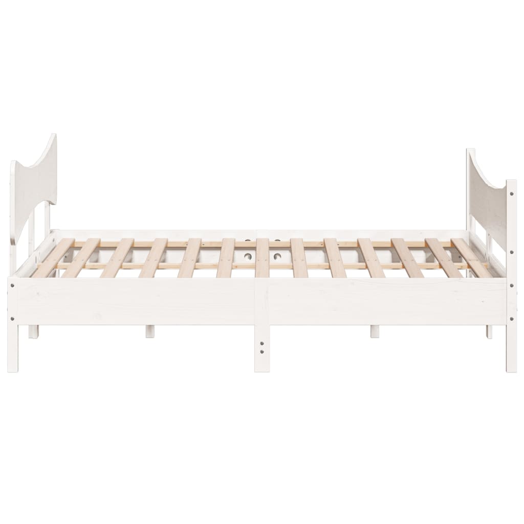 Bedframe with White Headboard 180x200 cm Solid Pine