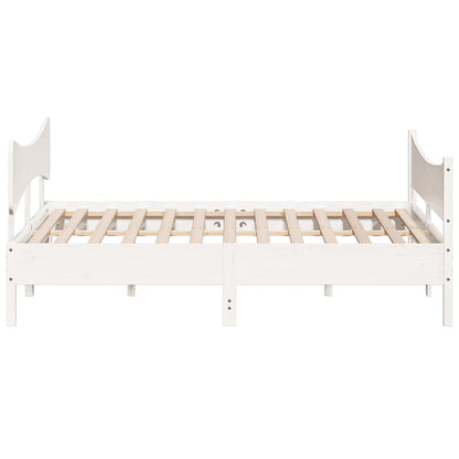 Bedframe with White Headboard 180x200 cm Solid Pine