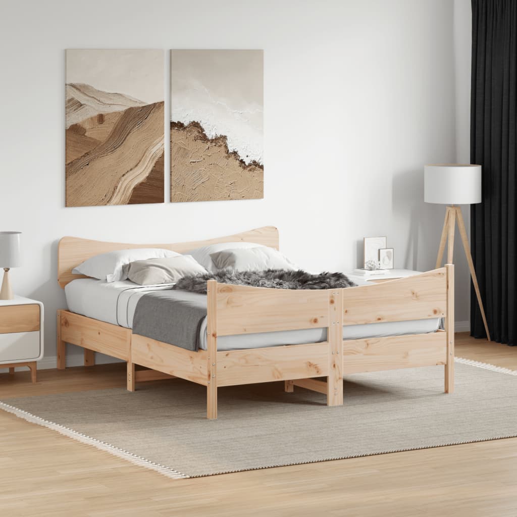 Bed frame with headboard 160x200 cm in solid pine wood