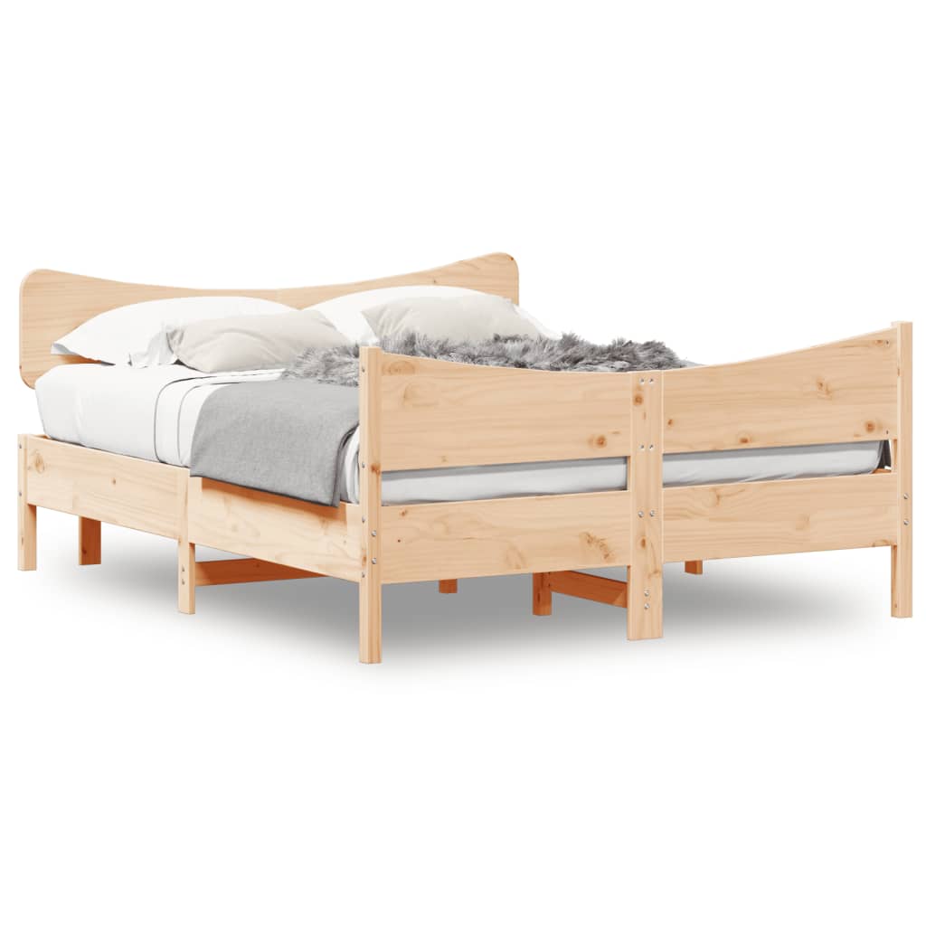 Bed frame with headboard 160x200 cm in solid pine wood