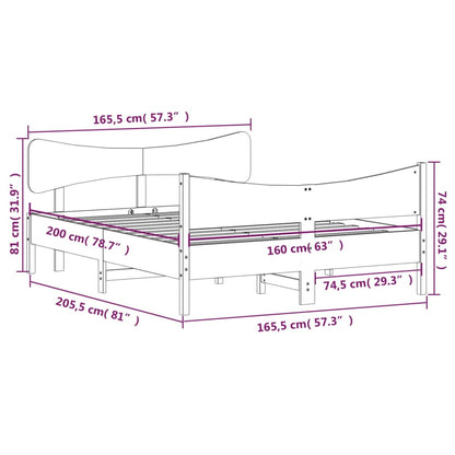 Giroletto senza Materasso Bianco 160x200 cm Legno Massello Pino