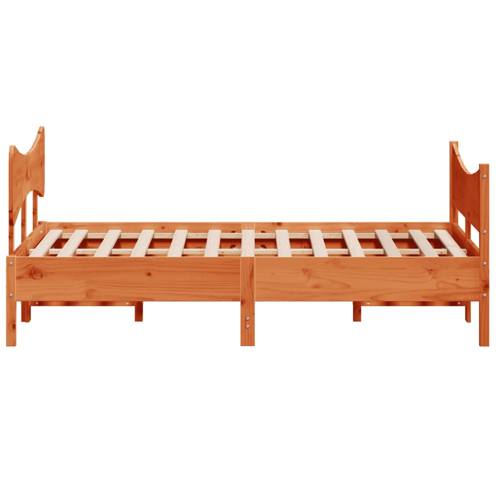 Bedframe with Wax Brown Headboard 160x200 cm Solid Pine