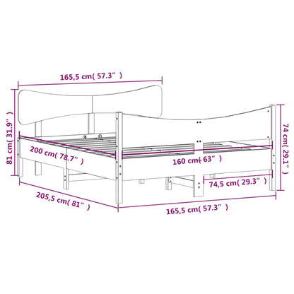 Giroletto senza Materasso Marrone Cera 160x200 cm Legno di Pino