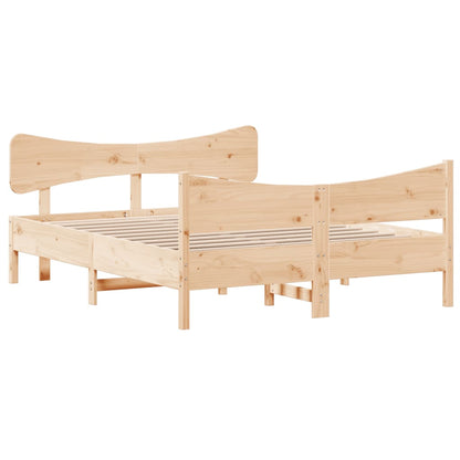 Bed frame with headboard 150x200 cm in solid pine wood