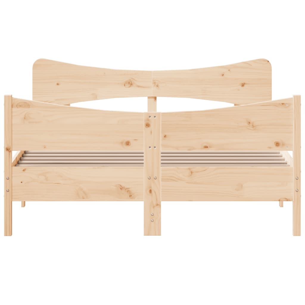 Bed frame with headboard 150x200 cm in solid pine wood