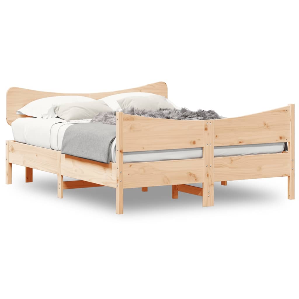 Bed frame with headboard 150x200 cm in solid pine wood