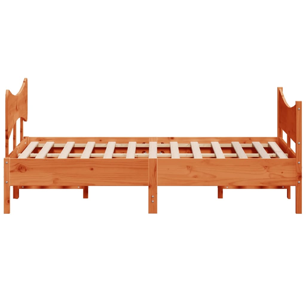 Bedframe with Wax Brown Headboard 150x200 cm Solid Pine