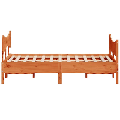 Bedframe with Wax Brown Headboard 150x200 cm Solid Pine