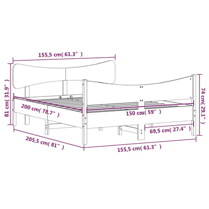 Giroletto senza Materasso Marrone Cera 150x200 cm Legno di Pino