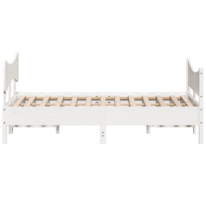 Bedframe with White Headboard 140x200 cm Solid Pine Wood