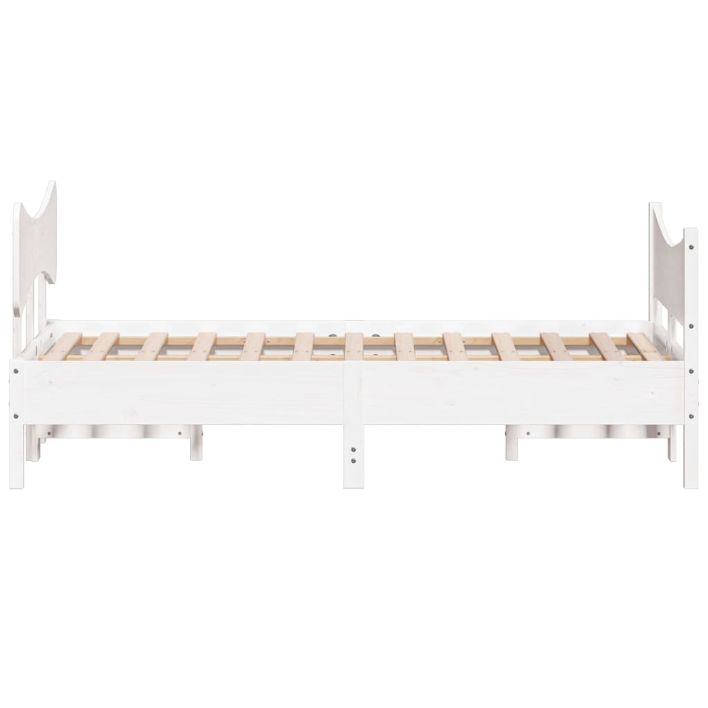 Bedframe with White Headboard 120x200 cm Solid Pine Wood