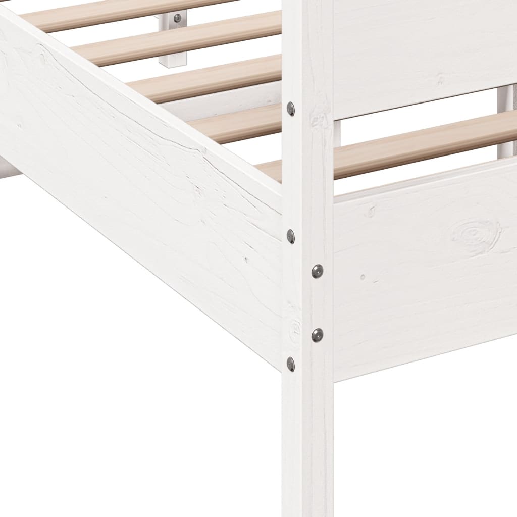 Bedframe with White Headboard 120x200 cm Solid Pine Wood