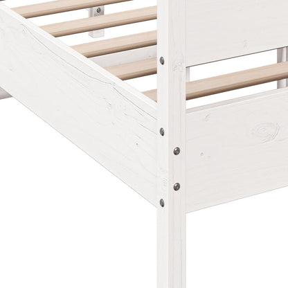 Bedframe with White Headboard 120x200 cm Solid Pine Wood