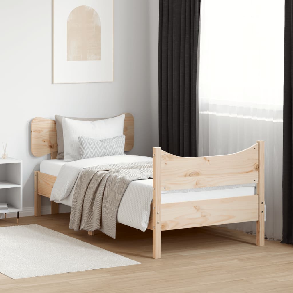 Bed frame with headboard 100x200 cm in solid pine wood