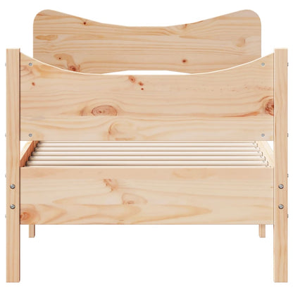 Bed frame with headboard 100x200 cm in solid pine wood