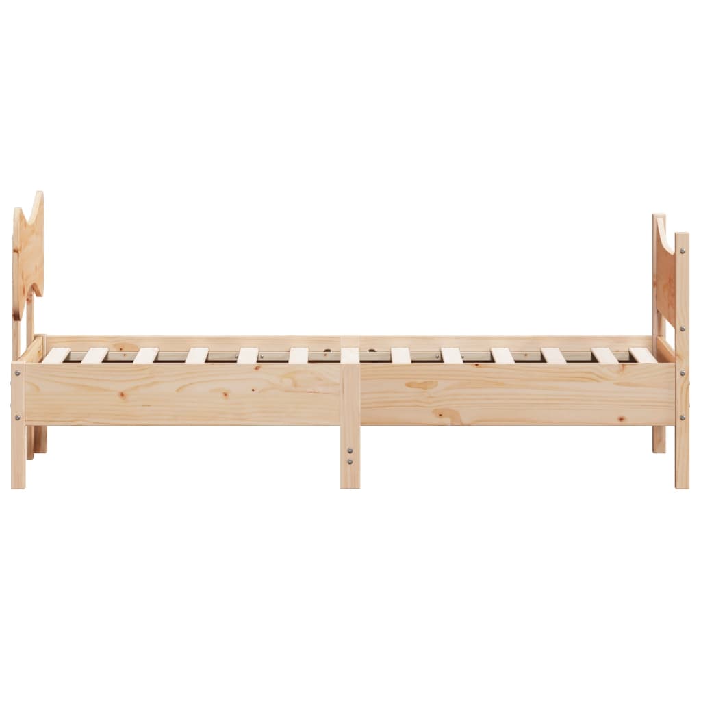 Bed frame with headboard 100x200 cm in solid pine wood