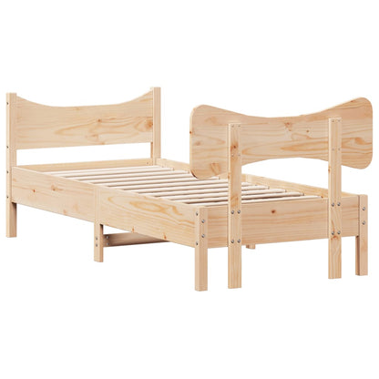 Bed frame with headboard 100x200 cm in solid pine wood