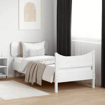 Bedframe with White Headboard 100x200 cm Solid Pine Wood