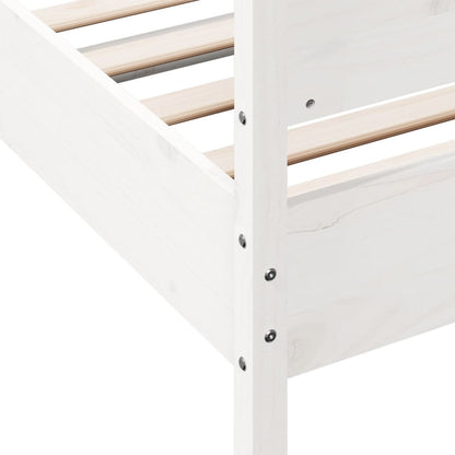 Bedframe with White Headboard 100x200 cm Solid Pine Wood