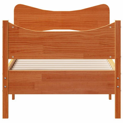 Bedframe with Wax Brown Headboard 90x200 cm Solid Pine