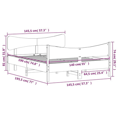 Letto senza Materasso 140x190 cm in Legno Massello di Pino