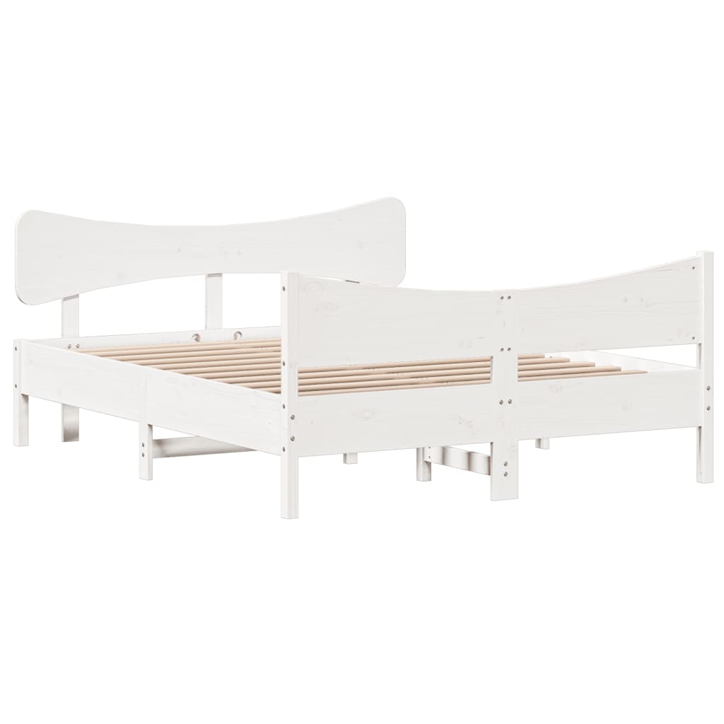 Letto senza Materasso Bianco 140x190 cm Legno Massello di Pino