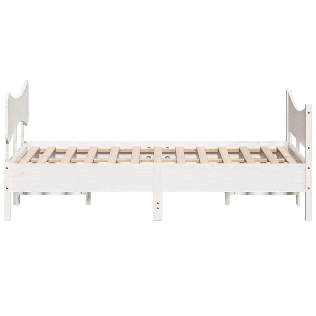 White bed frame with headboard 140x190 cm in solid pine wood