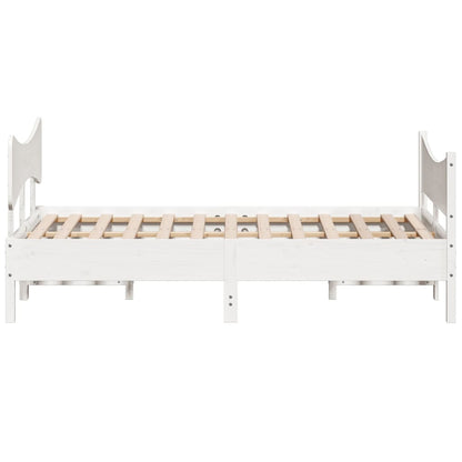 White bed frame with headboard 140x190 cm in solid pine wood