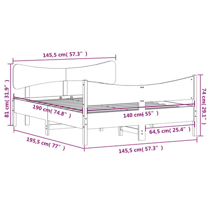 Letto senza Materasso Bianco 140x190 cm Legno Massello di Pino