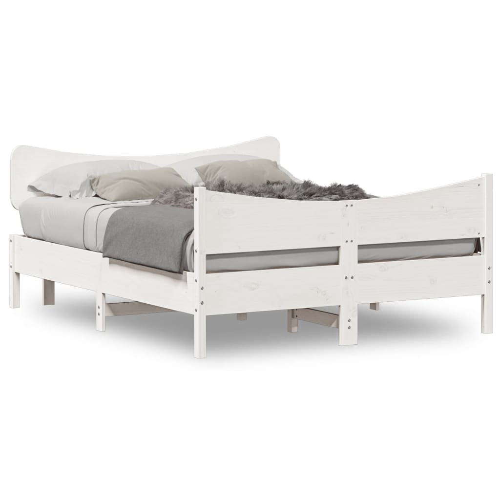 Letto senza Materasso Bianco 140x190 cm Legno Massello di Pino