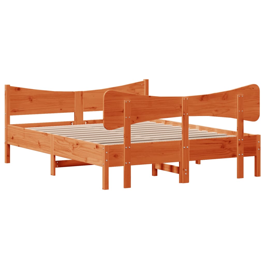 Letto senza Materasso Marrone Cera 140x190 cm in Legno di Pino