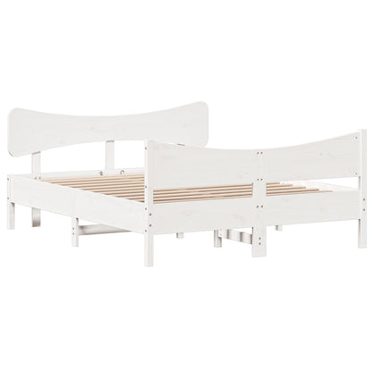Letto senza Materasso Bianco 135x190 cm Legno Massello di Pino | homemem39