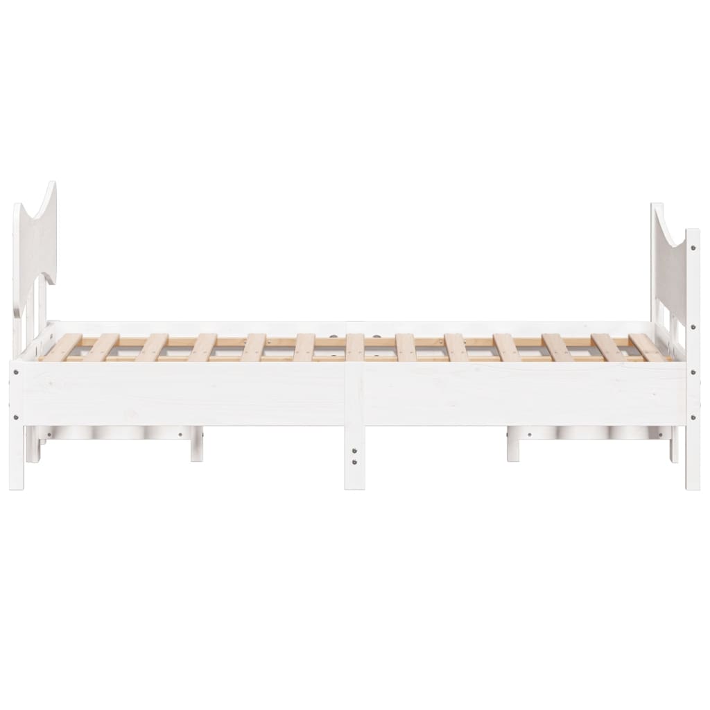 Letto senza Materasso Bianco 135x190 cm Legno Massello di Pino | homemem39