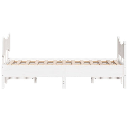 Letto senza Materasso Bianco 135x190 cm Legno Massello di Pino | homemem39
