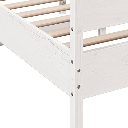 Bedframe with White Headboard 135x190 cm Solid Pine Wood