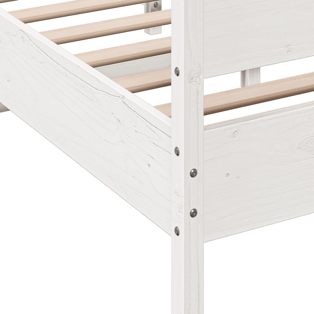 Bedframe with White Headboard 135x190 cm Solid Pine Wood