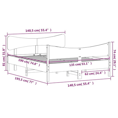 Letto senza Materasso Bianco 135x190 cm Legno Massello di Pino