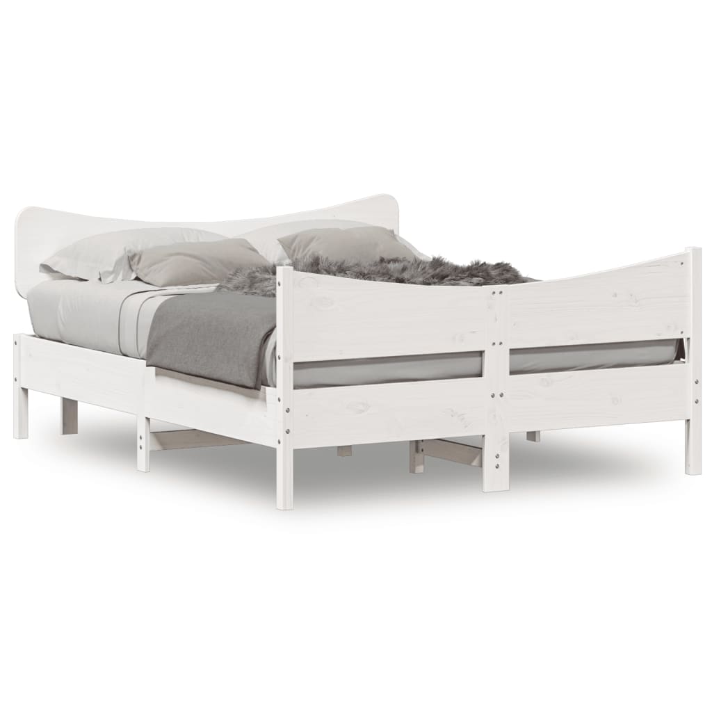 Letto senza Materasso Bianco 135x190 cm Legno Massello di Pino