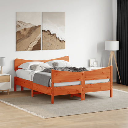 Letto senza Materasso Marrone Cera 135x190 cm in Legno di Pino