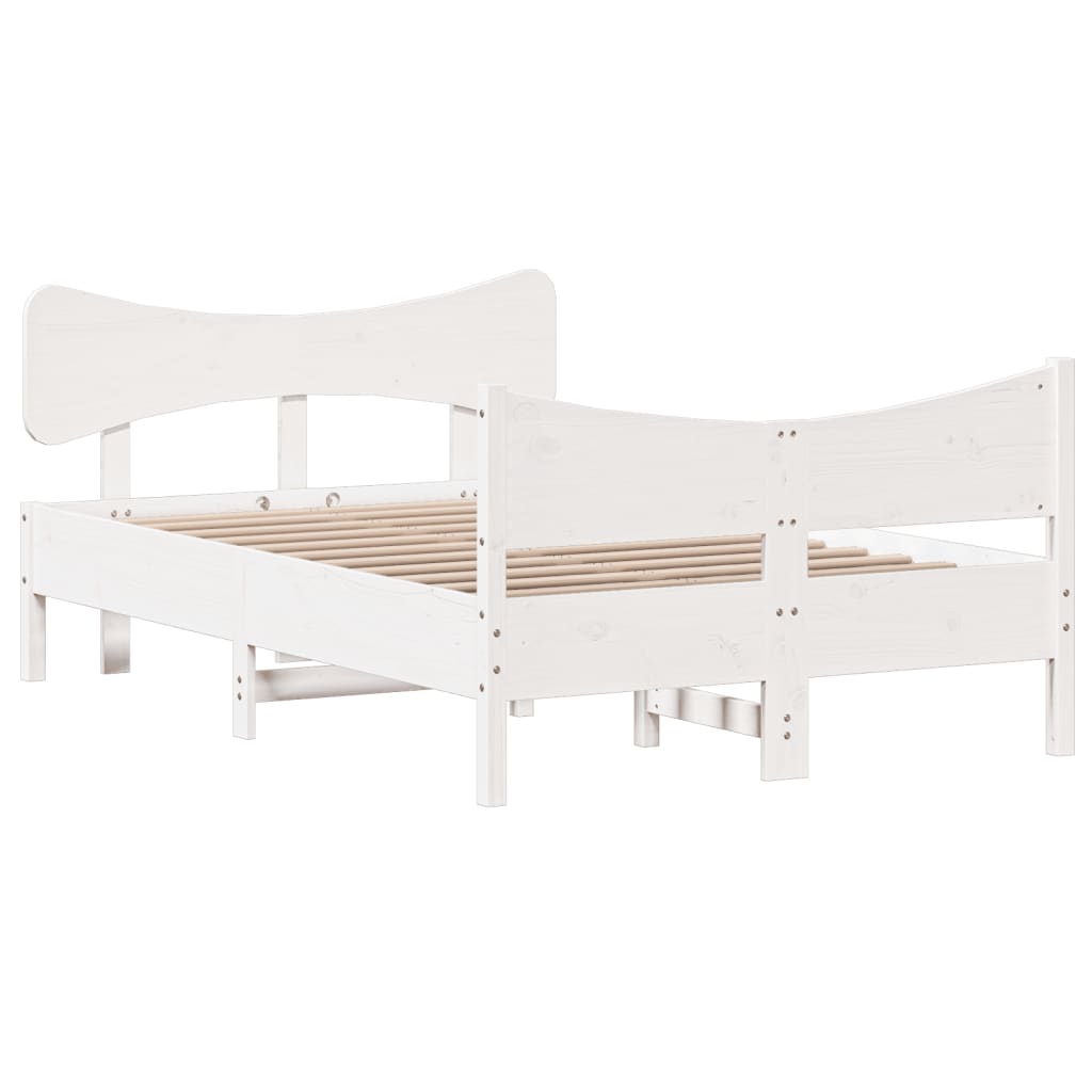 Letto senza Materasso Bianco 120x190 cm Legno Massello di Pino