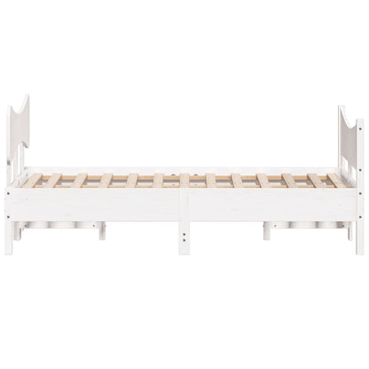 Bedframe with White Headboard 120x190 cm Solid Pine Wood