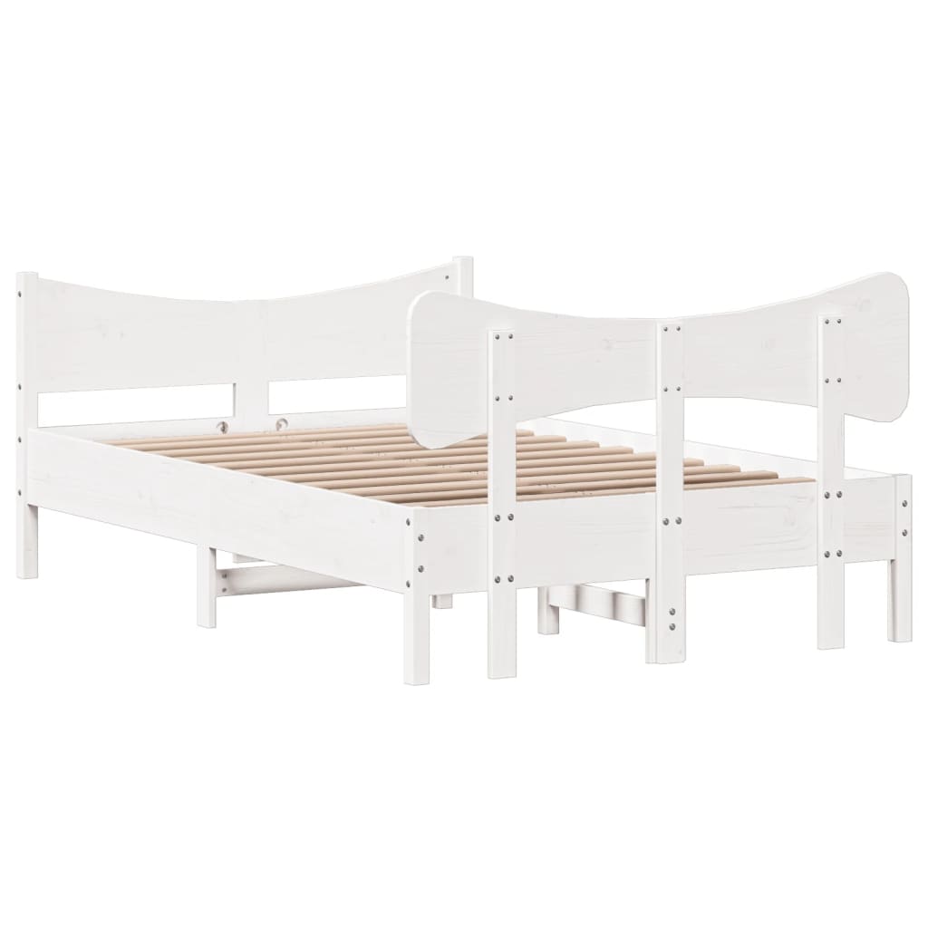 Letto senza Materasso Bianco 120x190 cm Legno Massello di Pino