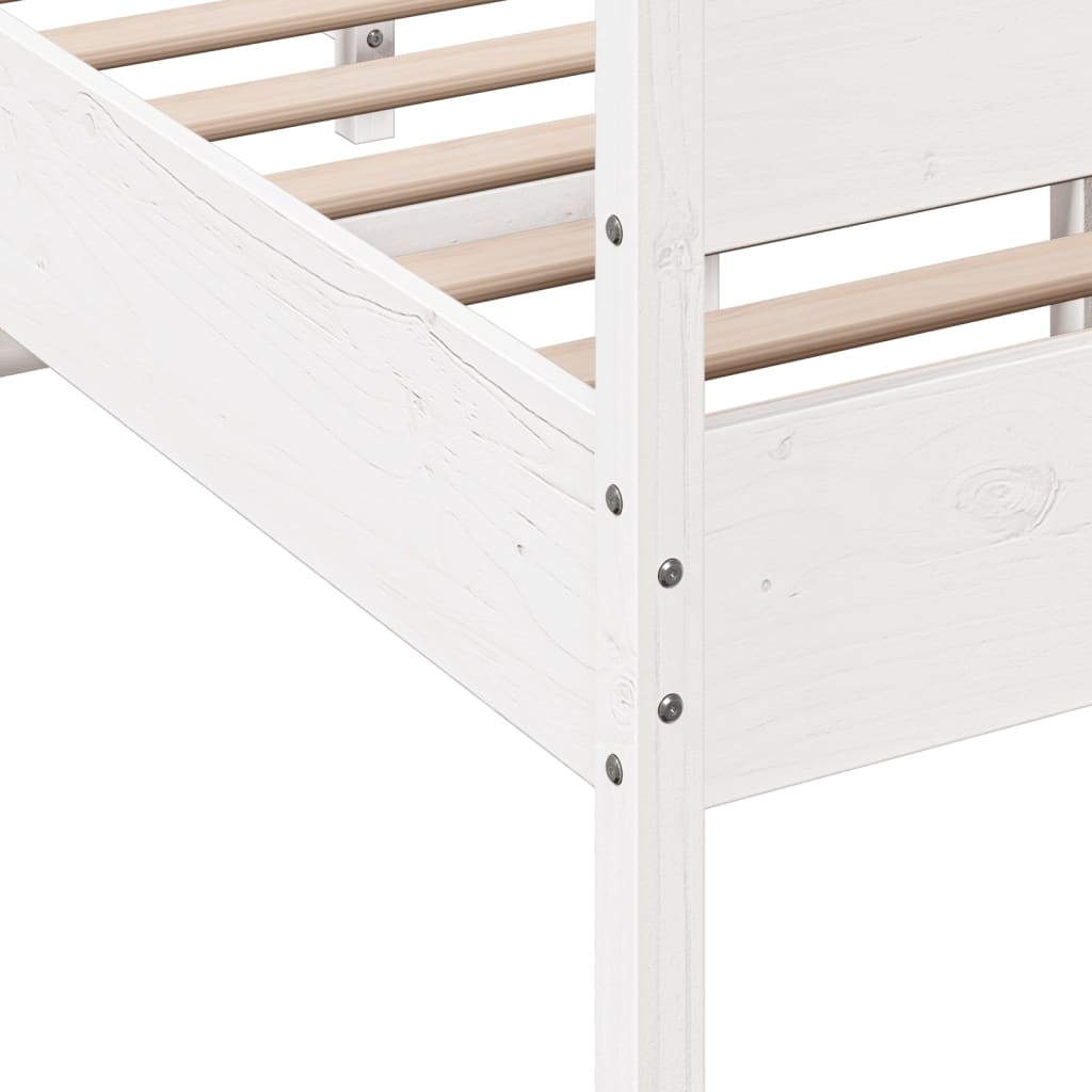 Bedframe with White Headboard 120x190 cm Solid Pine Wood