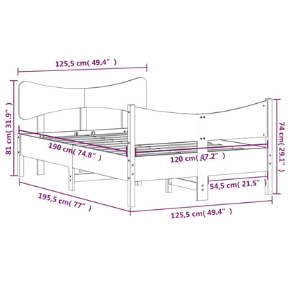 Bedframe with White Headboard 120x190 cm Solid Pine Wood