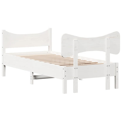 Letto senza Materasso Bianco 90x190 cm in Legno Massello Pino