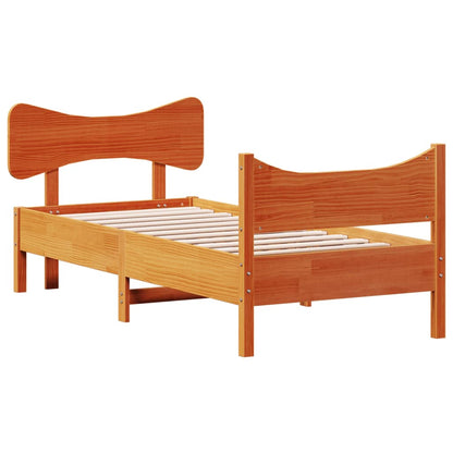 Letto senza Materasso Marrone Cera 90x190 cm in Legno di Pino