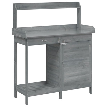 Tavolo Invaso con Mobile Grigio 110,5x45x124,5cm Massello Abete | homemem39